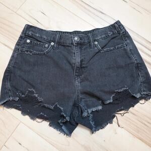 Aerie Black Wash Distressed Cutoff Denim Shorts Grunge SP